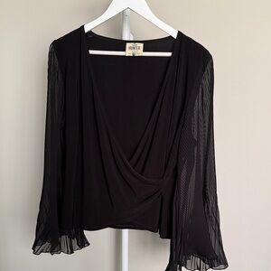 Eve Hunter Black Draped Sheer Sleeve Blouse. Vintage. Australian. Evening wear.